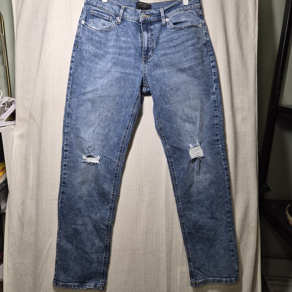 Banana Republic Girlfriend Jeans Womens 29/8 Distressed Regular Fit Denim